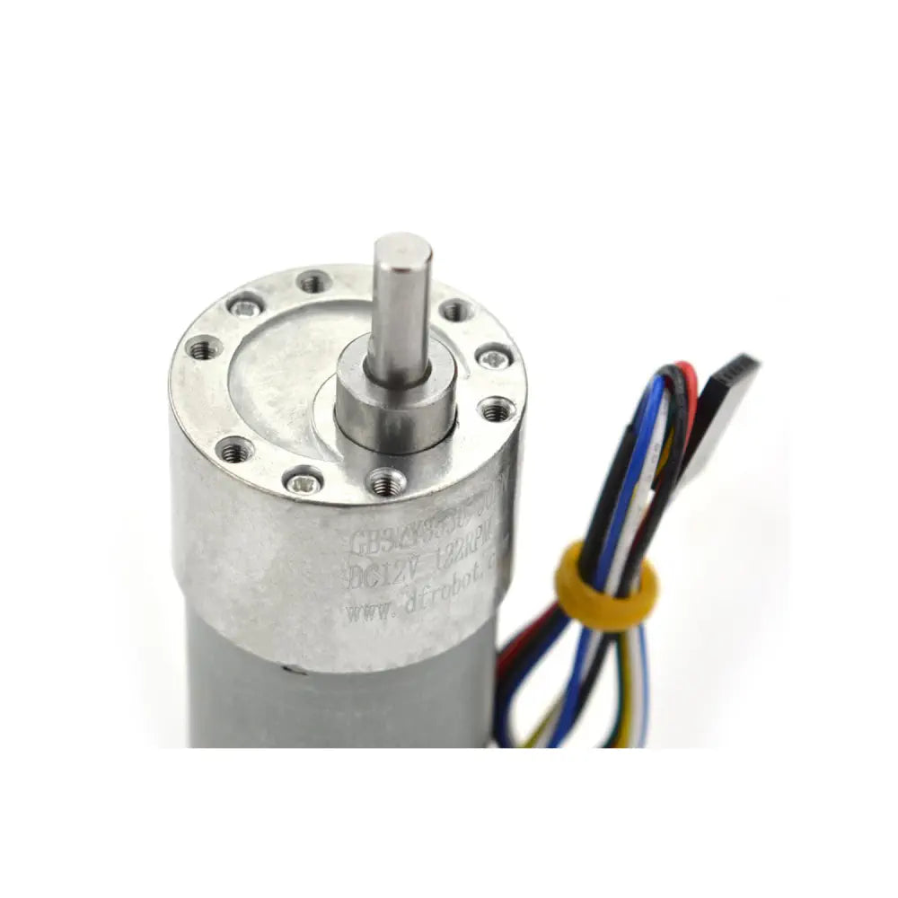 DFRobot 12V 金属DC ギヤードモータ (エンコーダ付き) (90:1、122rpm、38Kg.cm)