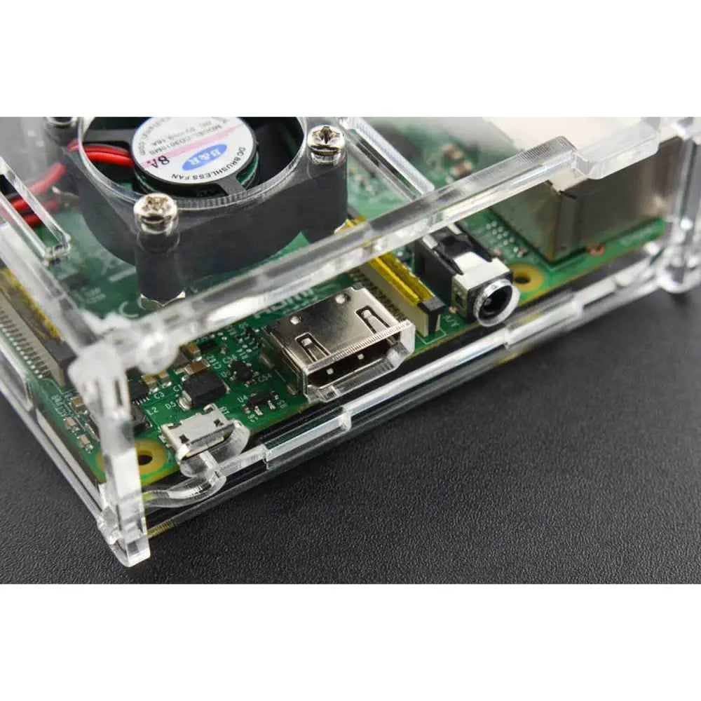 DFRobot Raspberry Pi B+/2B/3B用透明アクリルケース（ファン付き）