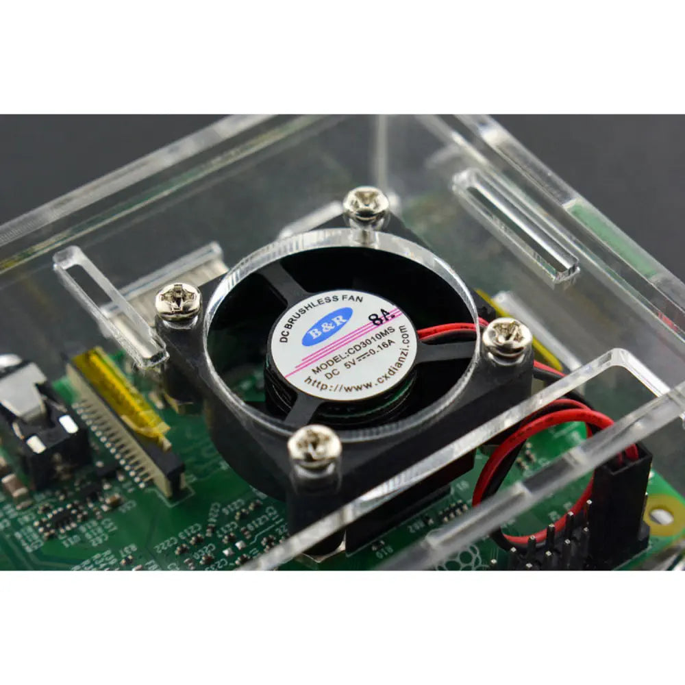 DFRobot Raspberry Pi B+/2B/3B用透明アクリルケース（ファン付き）