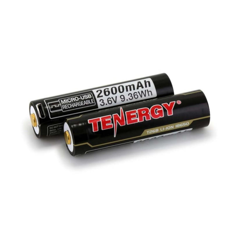 Tenergy ダイレクトチャージ型 リチウムバッテリ 18650 3.6V 2600mAh（2個パック）