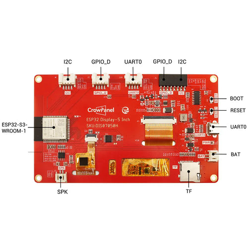 Elecrow CrowPanel 5 inch HMI ESP32 ディスプレイ 800 x 480 RGB TFT LCD タッチスクリーン (ケース付き)