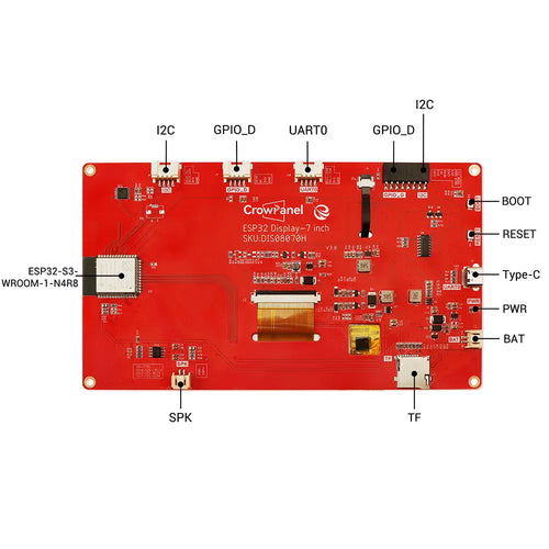 Elecrow CrowPanel 7インチ HMI ESP32 ディスプレイ 800x480 RGB TFT LCD タッチスクリーン (ケース付き)