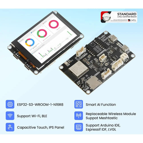 Elecrow CrowPanel Advance 2.8 Inch HMI ESP32 AIディスプレイ 320  x240 IPS タッチスクリーン アクリルケース無し