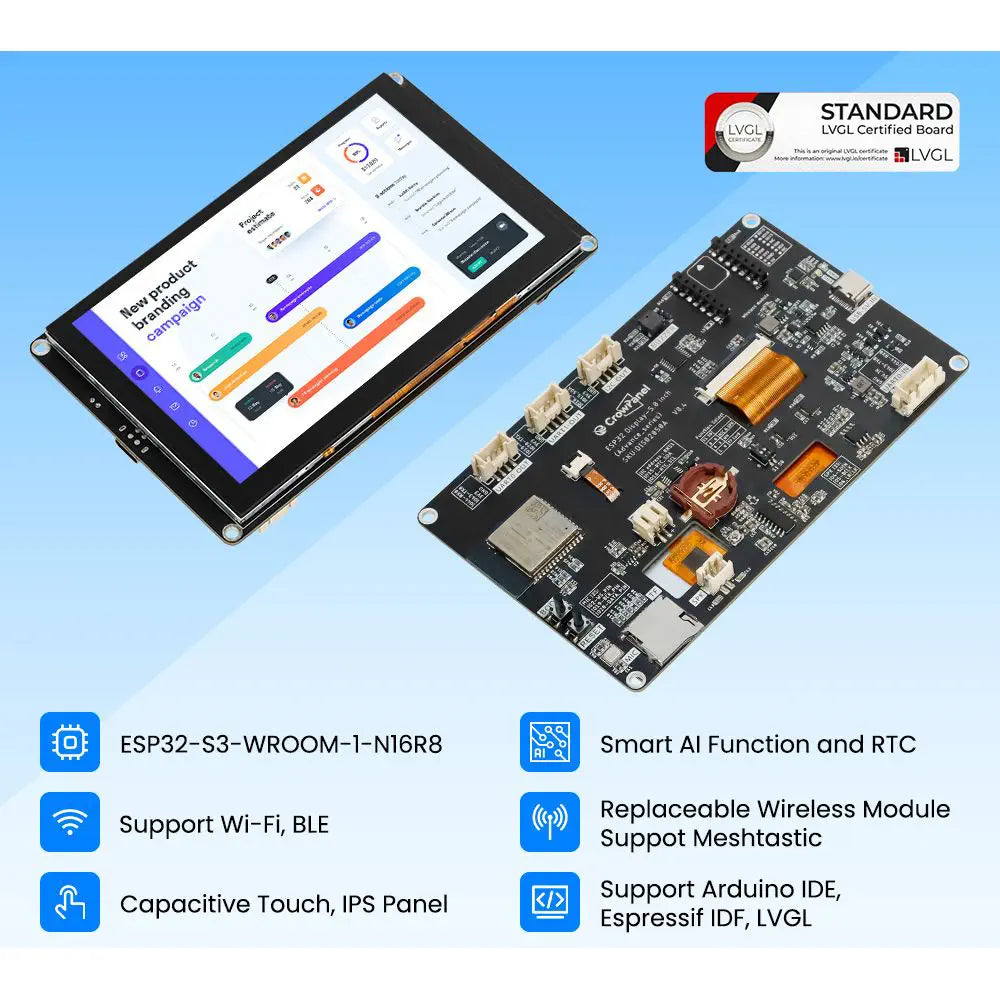 Elecrow CrowPanel Advance 5.0-HMI ESP32 AIディスプレイ 800 x 480 IPSタッチスクリーン