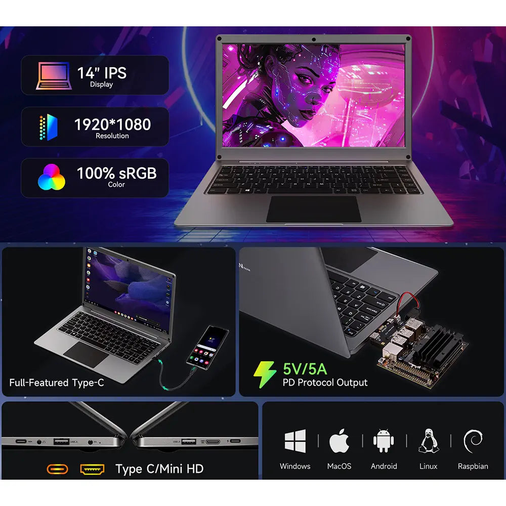 CrowView Note オールインワンポータブルモニタ (EN、Pi5ブリッジ、US