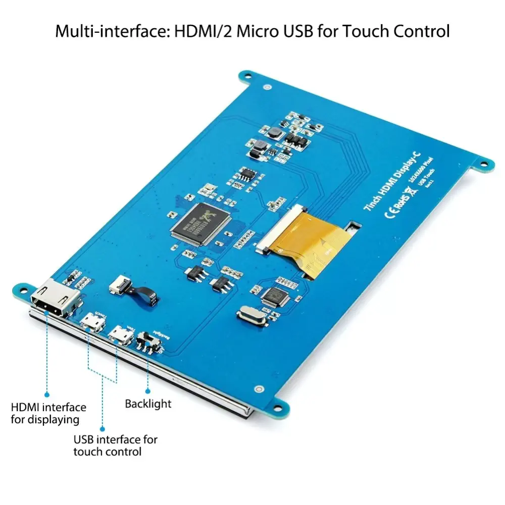 Elecrow RC070 7inch 1024 x 600 HDMI LCDディスプレイ（タッチパネル付き）