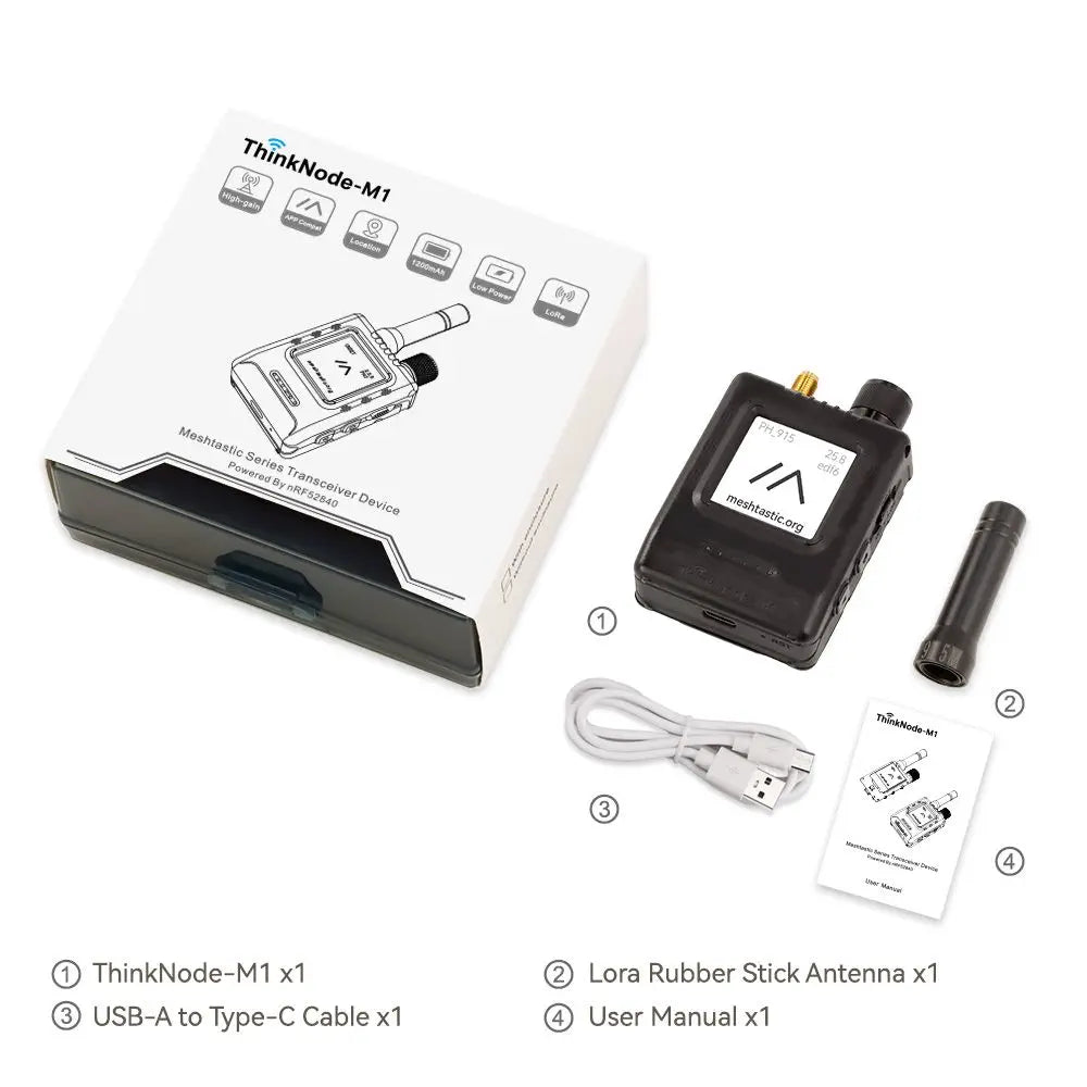 Elecrow ThinkNode M1 LoRa Meshtasticトランシーバ (1.54 inch EPDディスプレイ、GPS機能、nRF52840、ケース付き、915MHz)