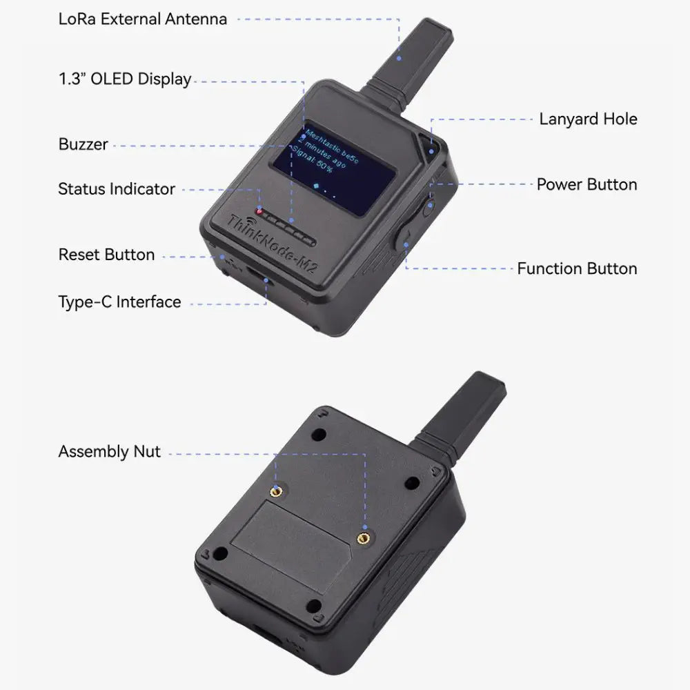 Elecrow ThinkNode M2 LoRa Meshtastic Signalトランシーバ (ESP32-S3搭載、1.3インチOLEDディスプレイ、ケース付き)