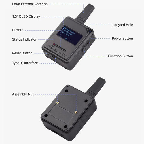 Elecrow ThinkNode M2 LoRa Meshtastic 信号トランシーバー（ESP32-S3搭載、1.3インチOLEDディスプレイ、ケース付き）