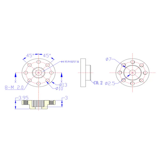 FeeTech 6V 4.5 Kg 360° 磁気エンコーダ ダブルシャフトシリアル