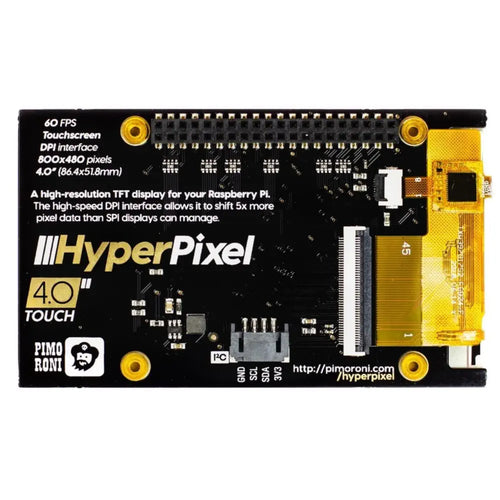 Pimoroni HyperPixel 4.0インチ 800x480 TFTタッチディスプレイ（ラズベリーパイ用）