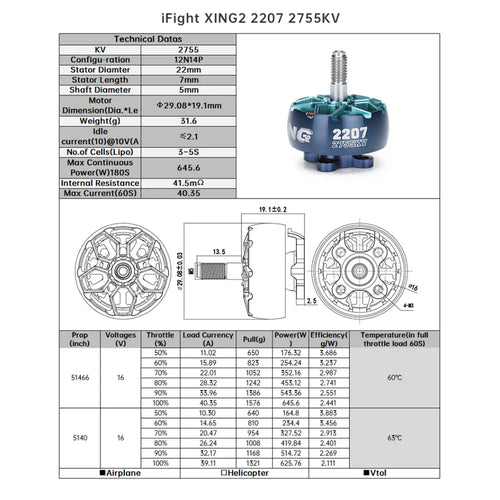 iFlight XING2 2207 FPVモータ Unibell 2755KV