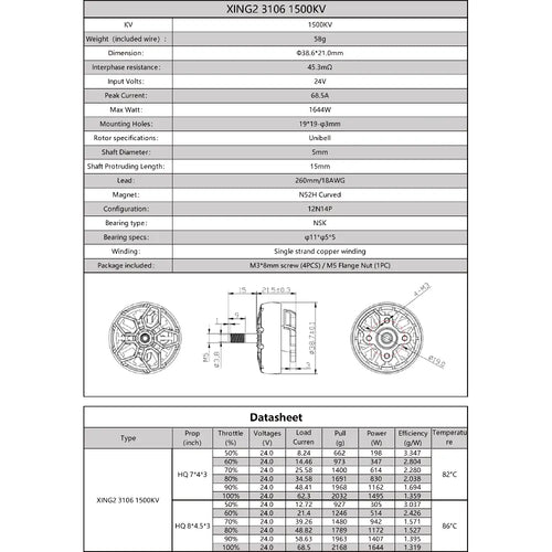 iFlight XING2 3106 Cinelifter モータ FPV Unibell 1500KV