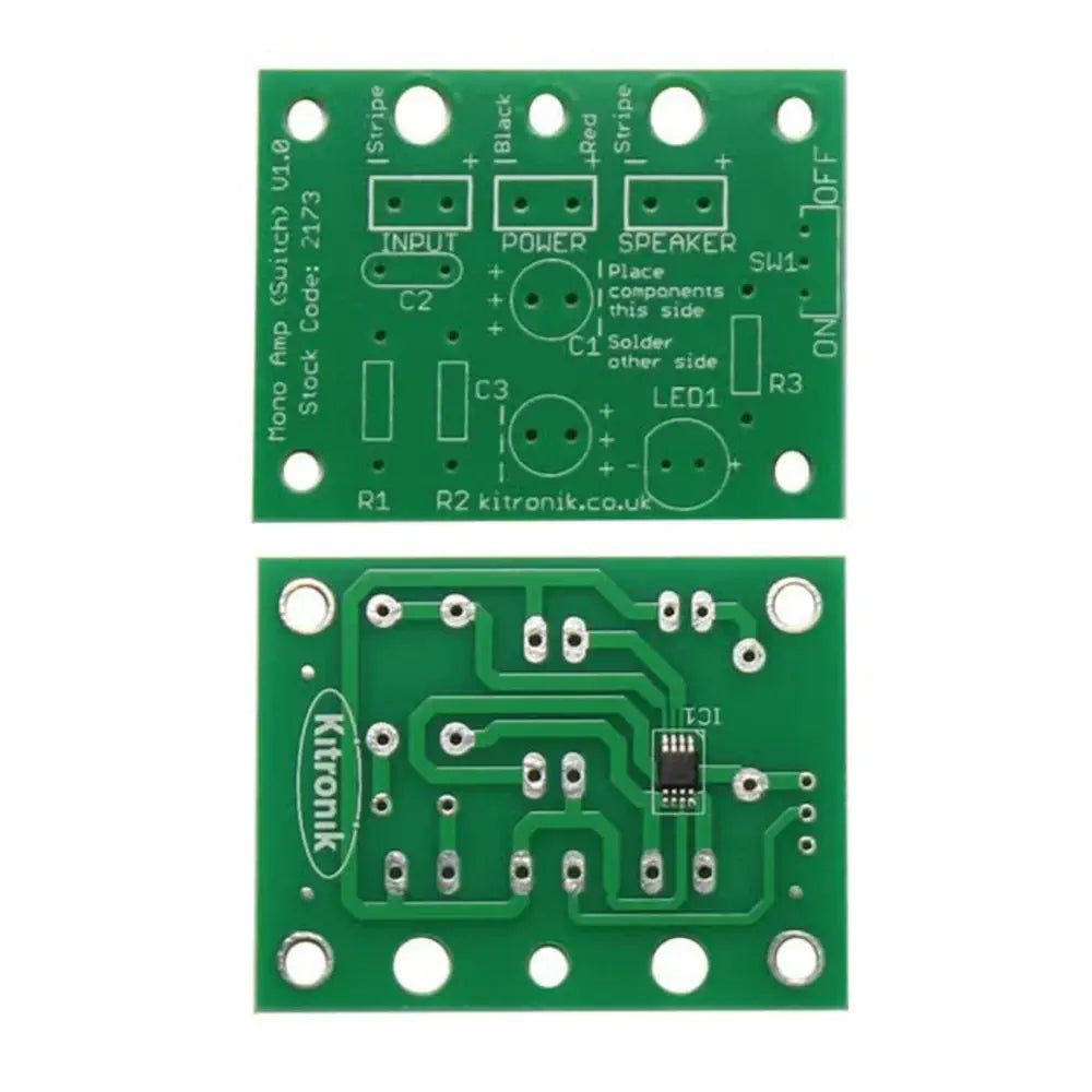 Kitronik モノラルアンプキット 電源スイッチ および ステータス表示LED付き