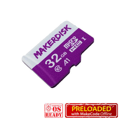 MakerDisk 32GB microSD カード（Offline MakeCode および Raspberry Pi OSインストール済み）