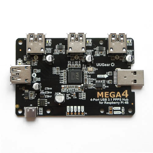 MEGA4 4ポート USB 3.1 PPPSハブ Raspberry Pi 4B用