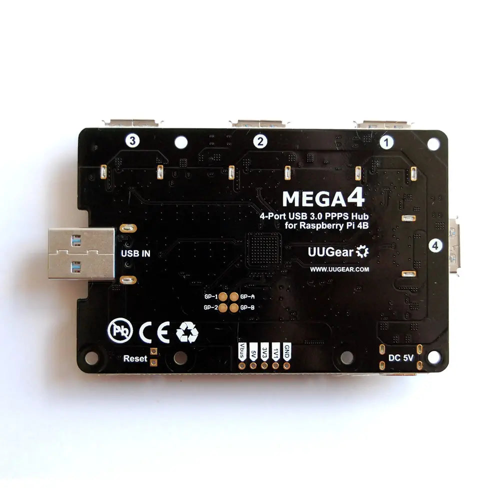 MEGA4 4ポート USB 3.1 PPPSハブ Raspberry Pi 4B用