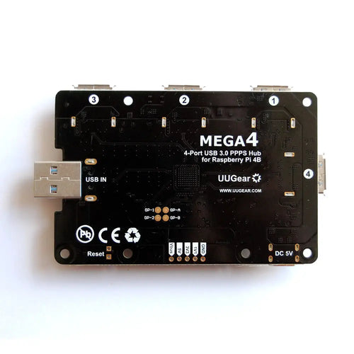 MEGA4 4ポート USB 3.1 PPPSハブ Raspberry Pi 4B用