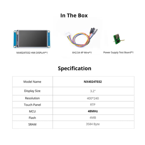 Nextion 3.2 inch ベーシックシリーズ HMI TFT LCDタッチディスプレイモジュール (NX4024T032)