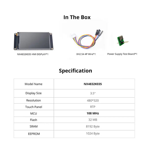 Nextion 3.5 inch エンハンスシリーズ HMIタッチディスプレイ (NX4832K035)