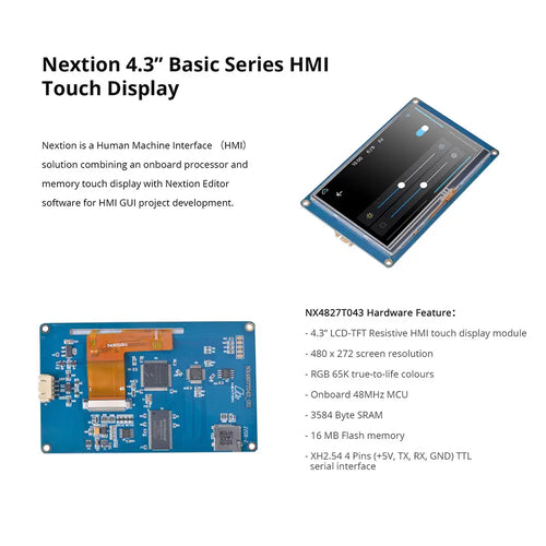 Nextion 4.3 inch ベーシックシリーズ HMIタッチディスプレイ (NX4827T043)