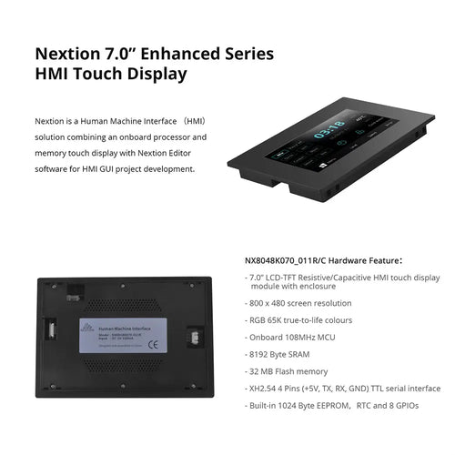 Nextion 7.0 inch インテリジェントシリーズ HMIタッチディスプレイ - 筐体なし (NX8048P070-011R)