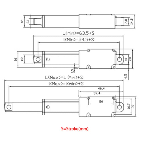 Phidgets DCリニアアクチュエータ (100mm、18N)