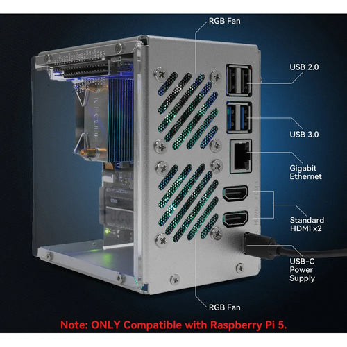 Pironman 5 NVMe M.2 SSD PCIe ミニPCケース (Raspberry Pi 5用)