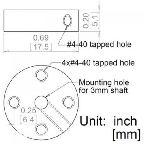 Pololu社のユニバーサルアルミ3mmマウントハブ（4-40）