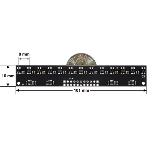 Pololu QTR-MD-13RC 反射率センサーアレイ: 13 チャンネル、8 mm ピッチ、RC 出力