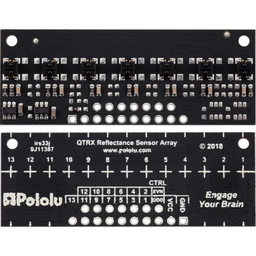 Pololu QTRX-MD-07RC 反射率センサーアレイ: 7 チャンネル、8 mm ピッチ、RC 出力、低電流