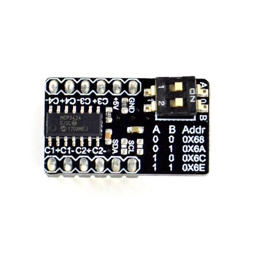 MCP3424 4チャンネル 18ビット A/Dコンバータ、プログラマブルゲイン付き