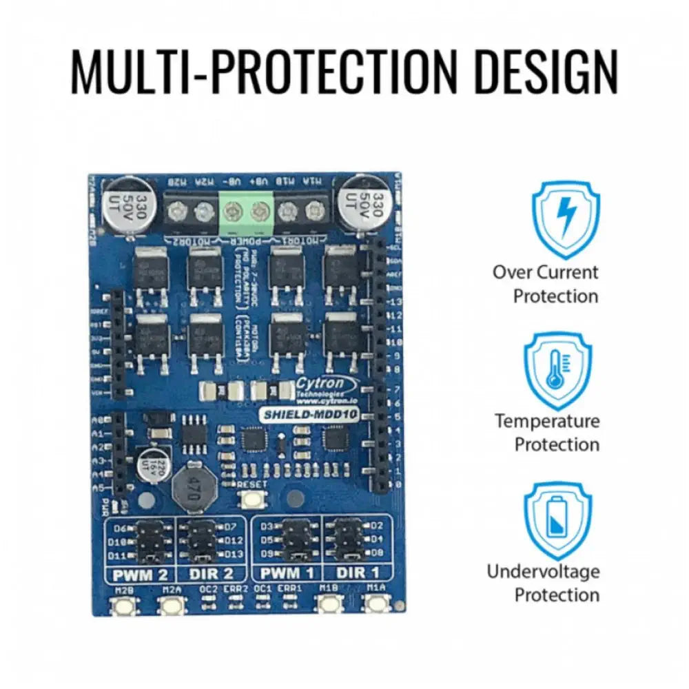 Cytron 10A 7-30V デュアルチャンネル DCモータ ドライバシールド