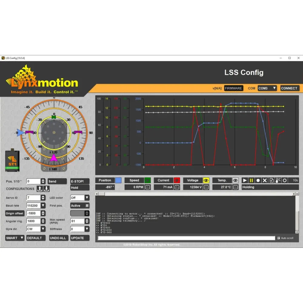 Lynxmotion LSS 設定ソフトウェア または LSS-Config (ダウンロード)
