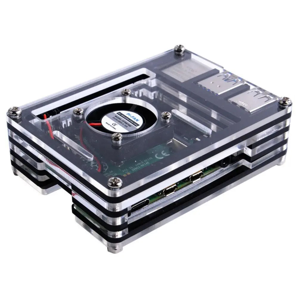 Raspberry Pi 4用 ファン付き 9層アクリルケース - RobotShop