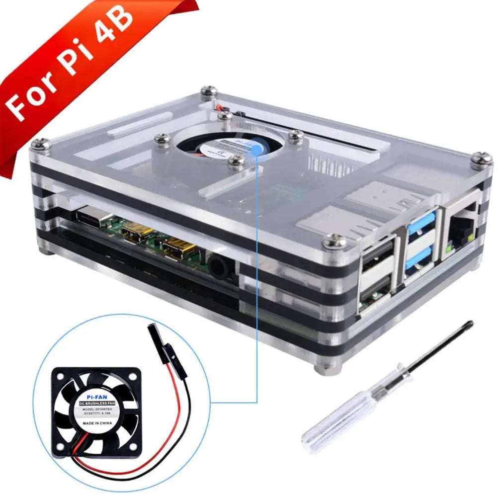 Raspberry Pi 4用 ファン付き 9層アクリルケース