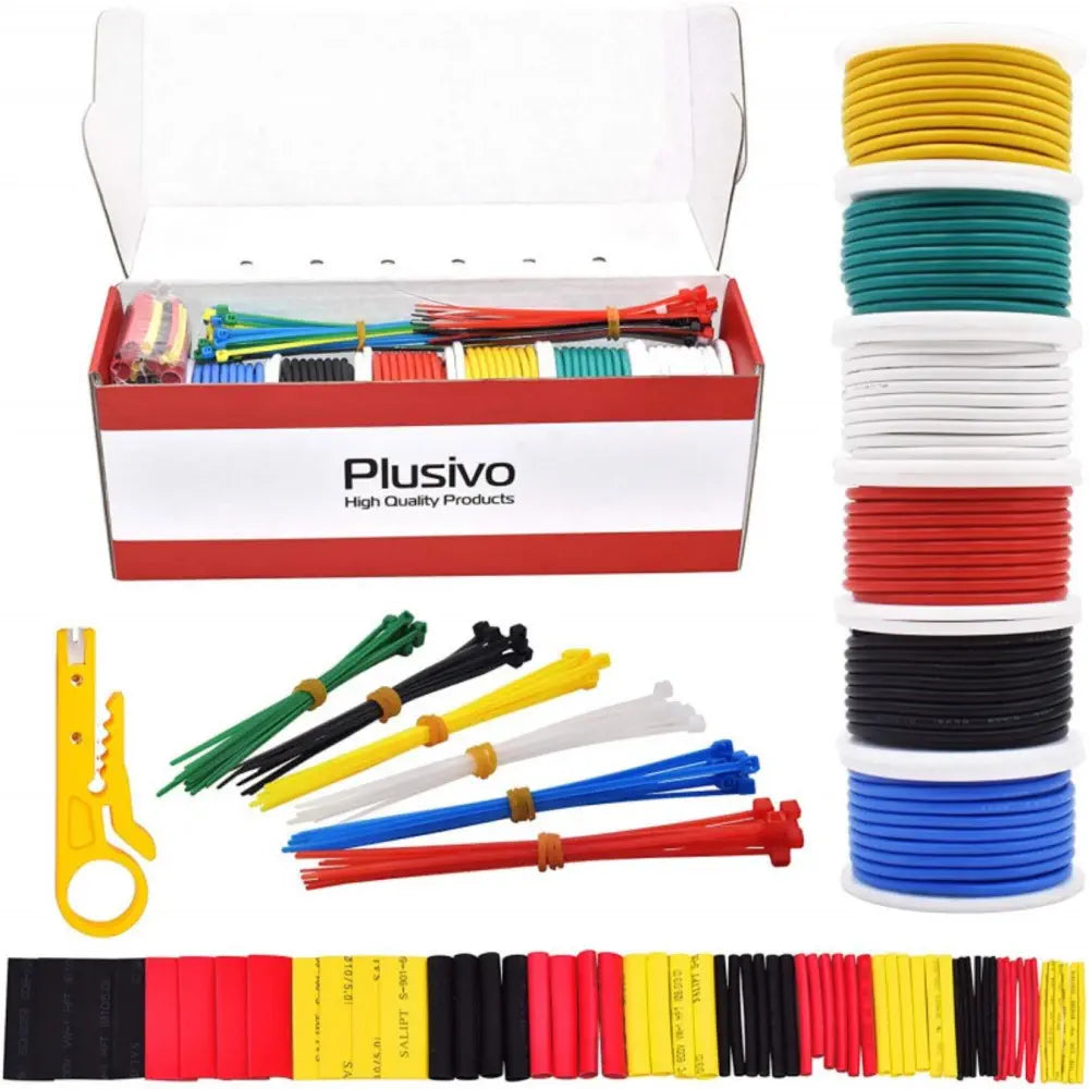 Plusivo 18AWG フックアップワイヤキット - 全6色  (各4.87m)