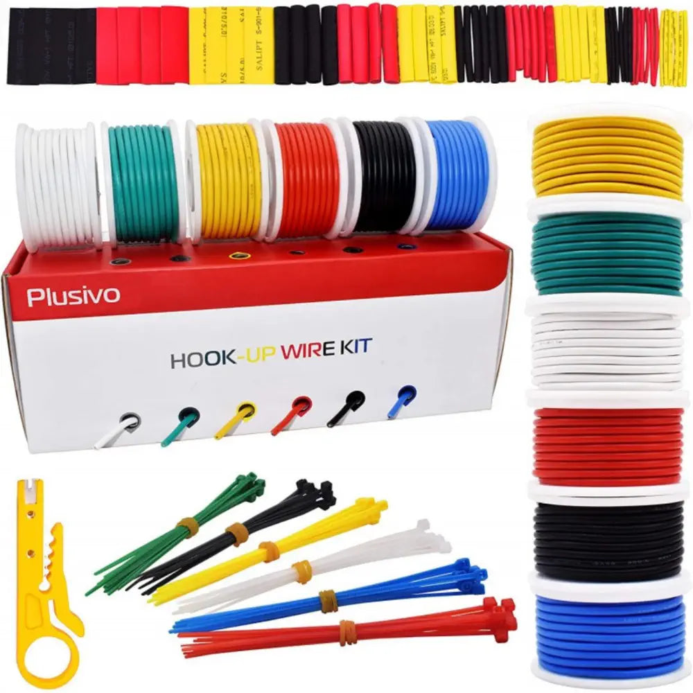 Plusivo 18AWG フックアップワイヤキット - 全6色  (各4.87m)
