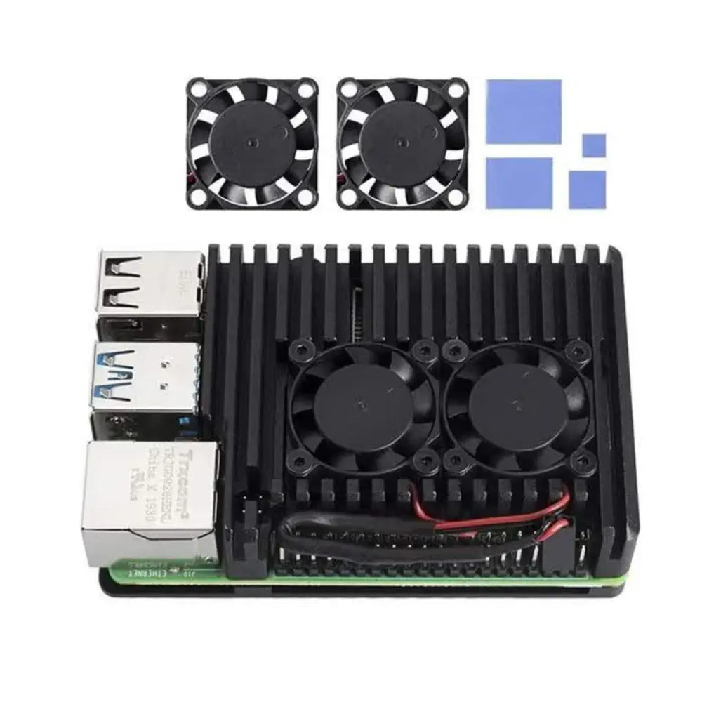 Sunfounder デュアルファン搭載アルミニウムケース Raspberry Pi 4B用