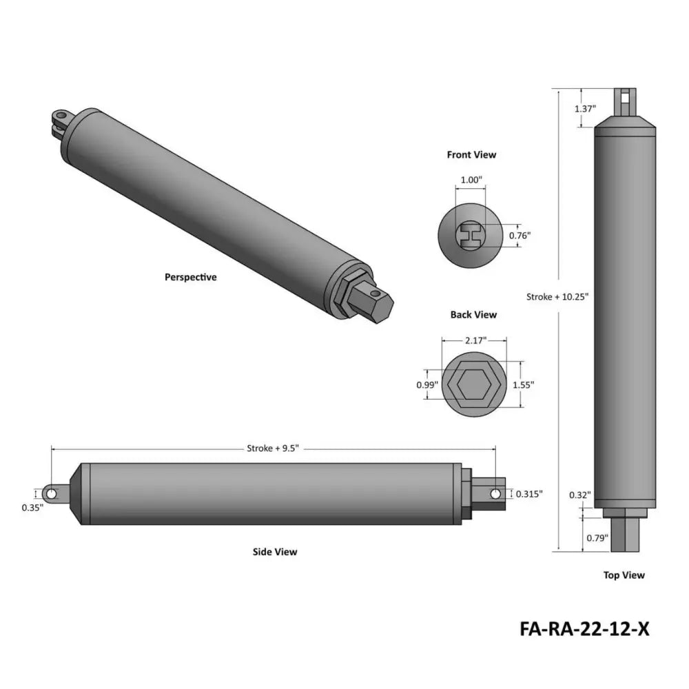 Firgelli 6インチストローク、22 lb(10kg)フォース高速リニアアクチュエータ