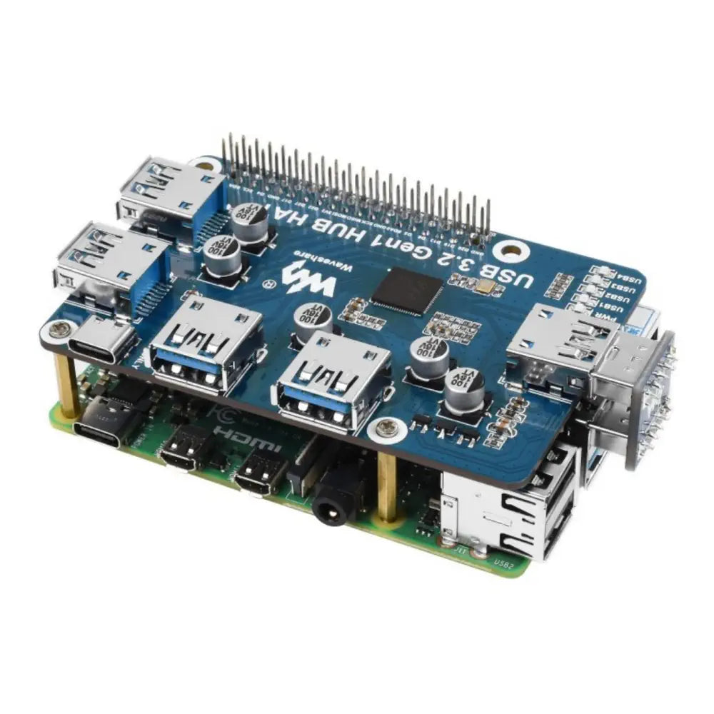 Waveshare Raspberry Pi用 4 x USB 3.2 Gen1ポート搭載 USB 3.2 Gen1 HUB HAT