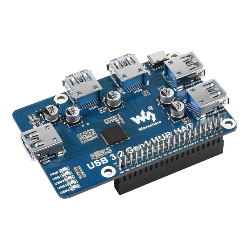 Waveshare Raspberry Pi用 4 x USB 3.2 Gen1ポート搭載 USB 3.2 Gen1 HUB HAT