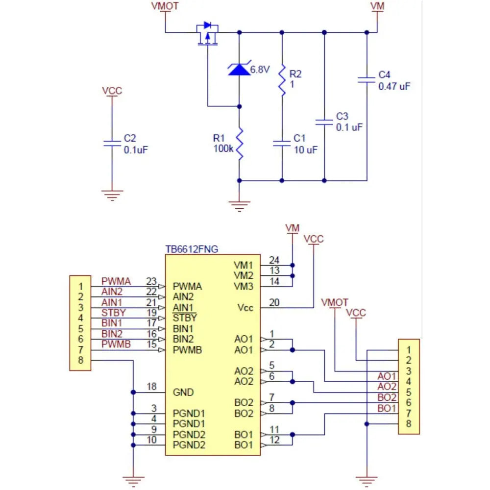 Pololu社のデュアルDCモータードライバ1A、4.5V-13.5V- TB6612FNG