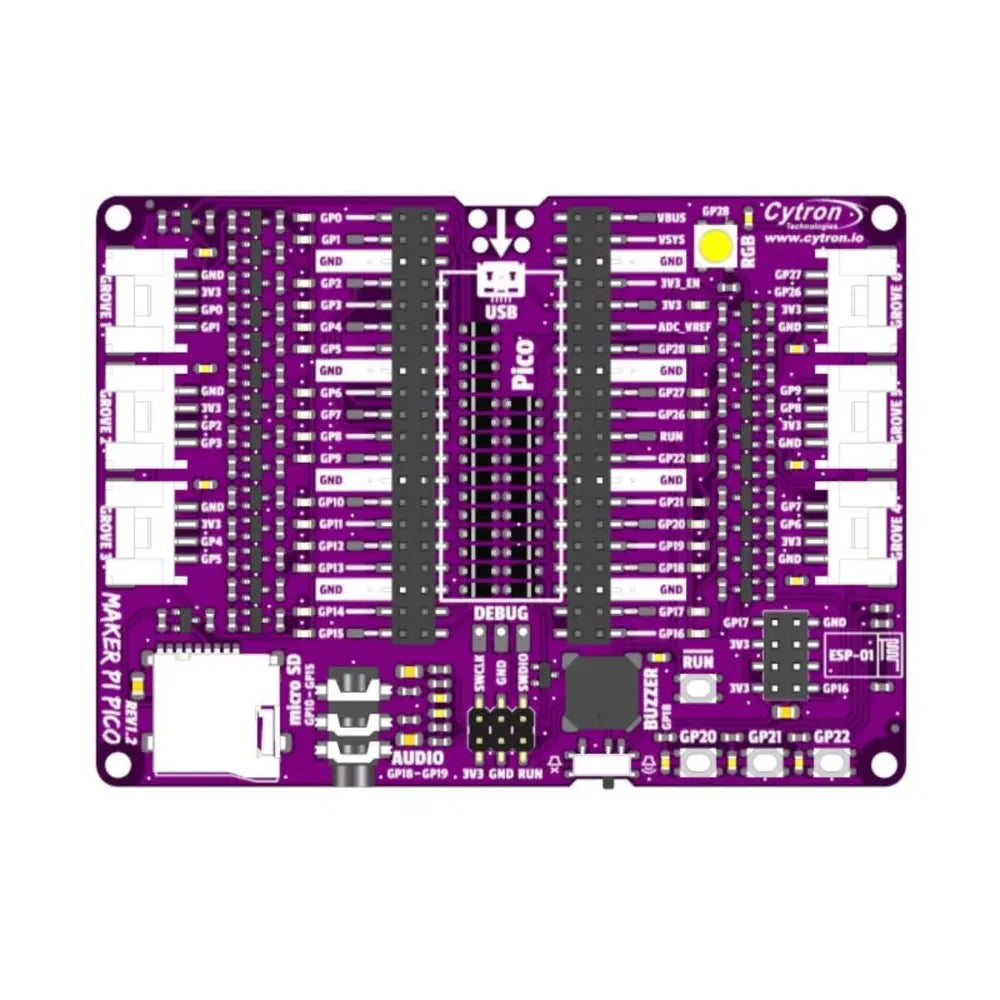 Maker Pi Pico (Pi Picoなし) : 初心者向け Raspberry Pi Pico 簡素化ボード