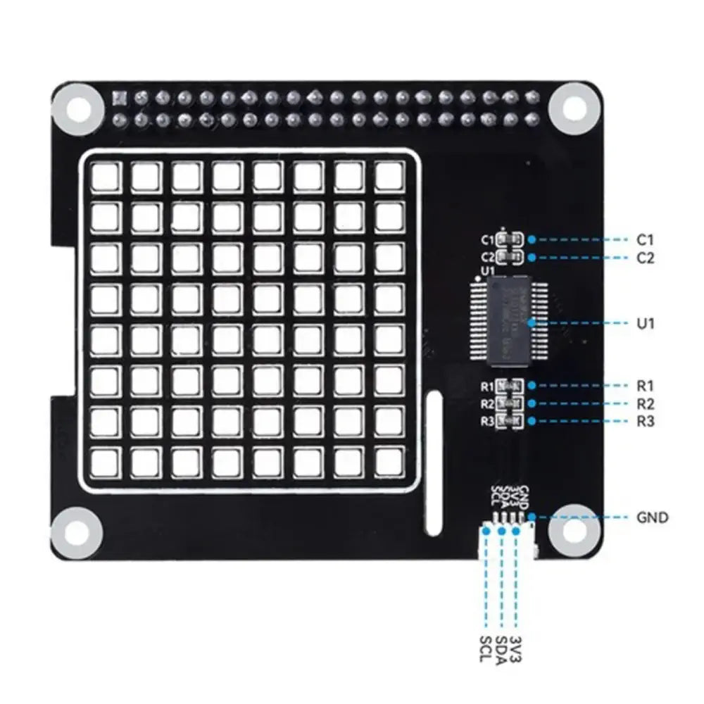 Raspberry Pi用 RGB 8 x 8 64 I2C 24ビット カラー プログラミング可能 LEDマトリックスパネル