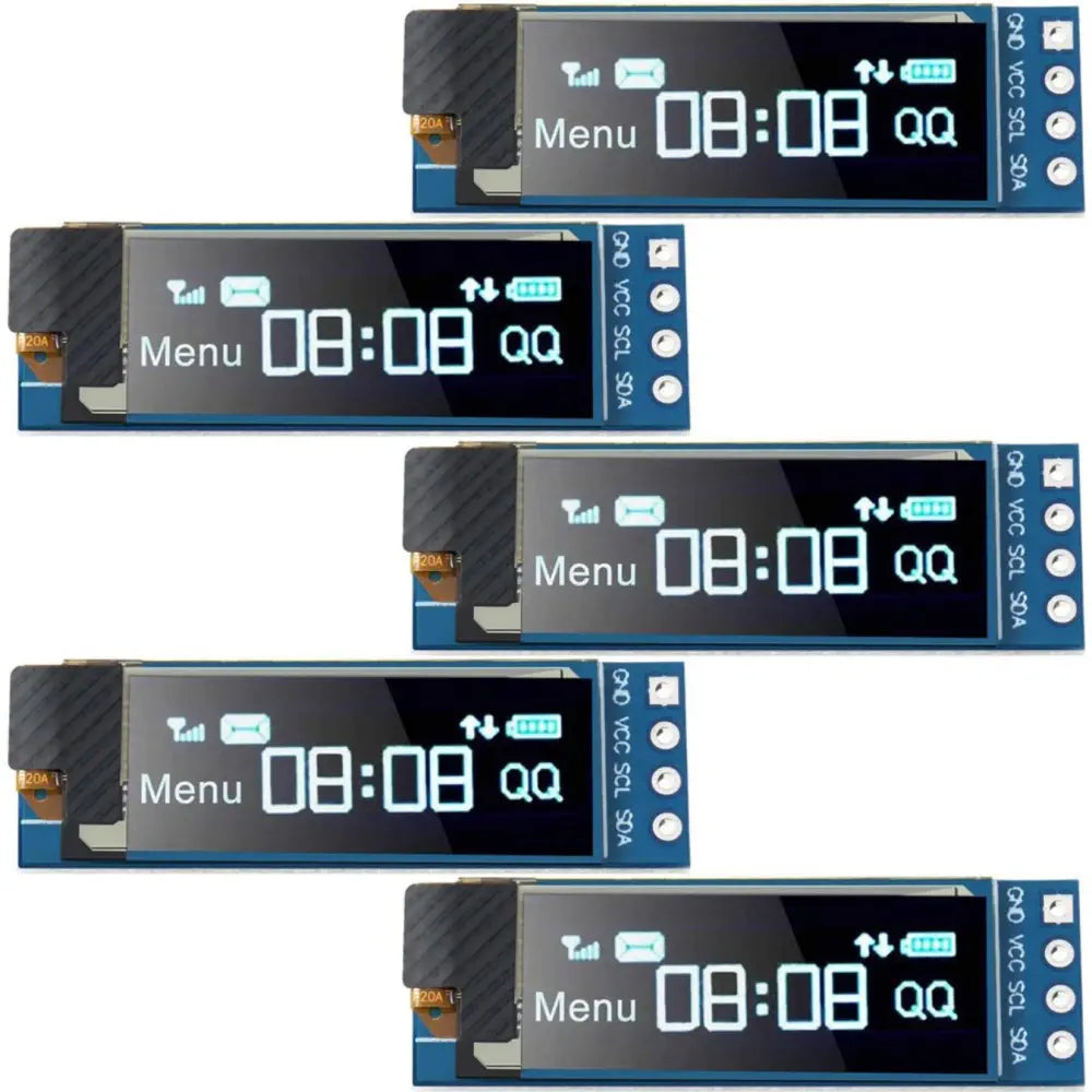 0.91インチ I2C OLEDディスプレイモジュール 青色 I2C OLED スクリーンドライバ  DC3.3〜5V（5個）
