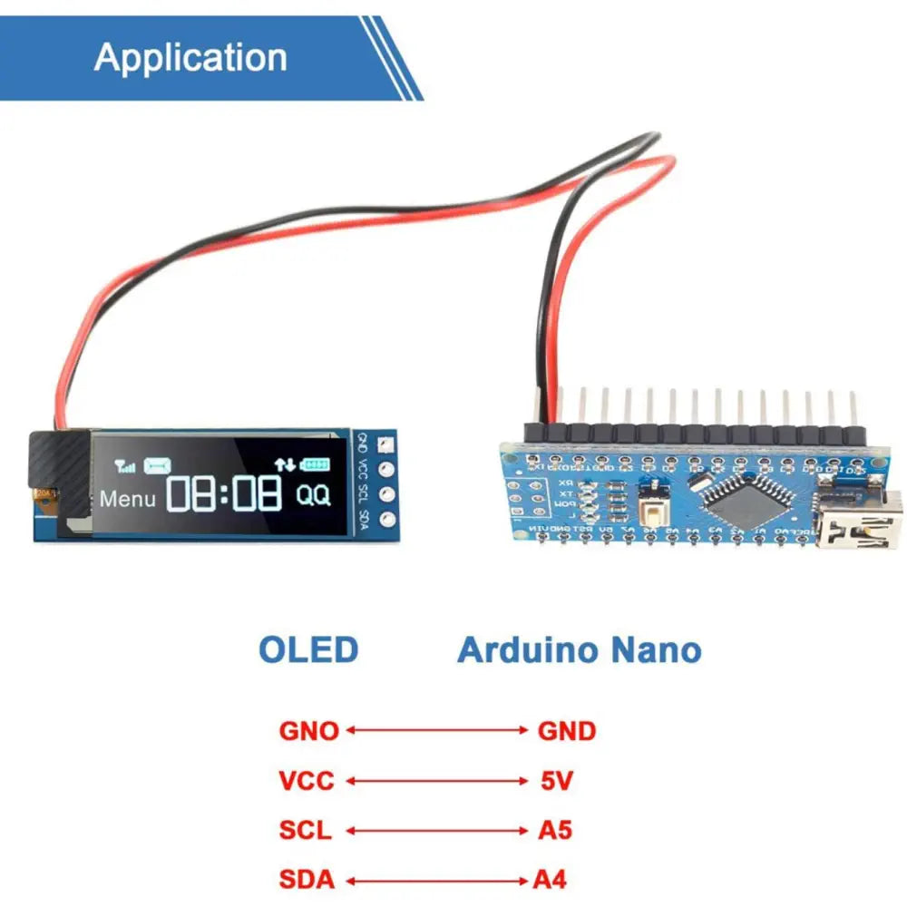 0.91インチ I2C OLEDディスプレイモジュール 青色 I2C OLED スクリーンドライバ  DC3.3〜5V（5個）
