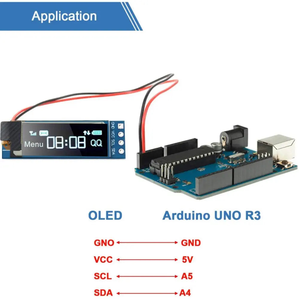 0.91インチ I2C OLEDディスプレイモジュール 青色 I2C OLED スクリーンドライバ  DC3.3〜5V（5個）