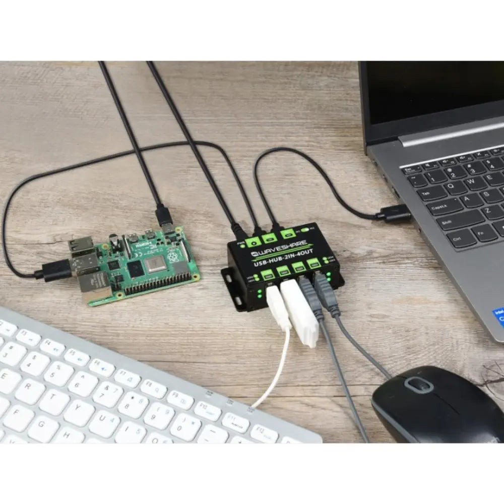 産業用グレード USBハブ 4 x USB 2.0ポート 切り替え可能 デュアルホスト USプラグ付き