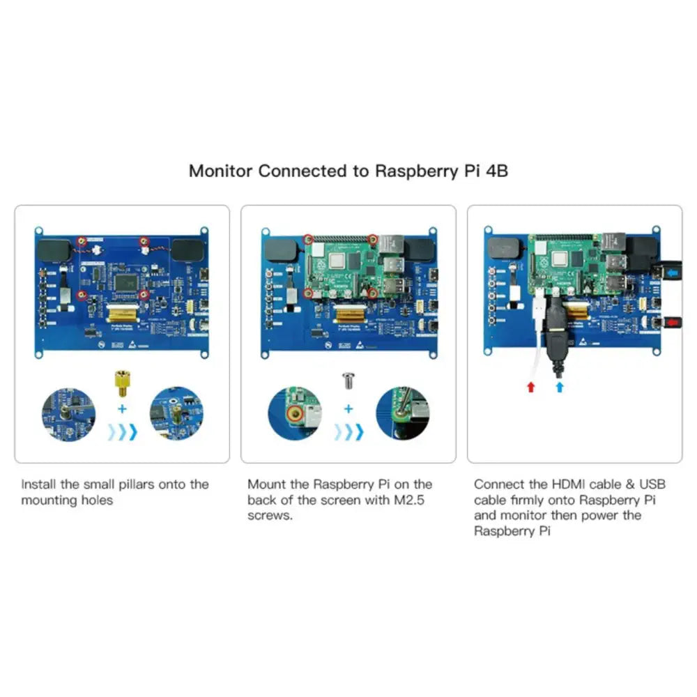 RC070N 7インチ タッチディスプレイ 1024 x 600 HDMIモニタ  Raspberry Pi 3B+ / 4B / Zero用